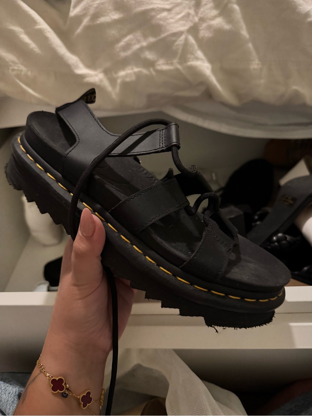 Black Women's Dr Martens Platform Lace-Up Sandals
